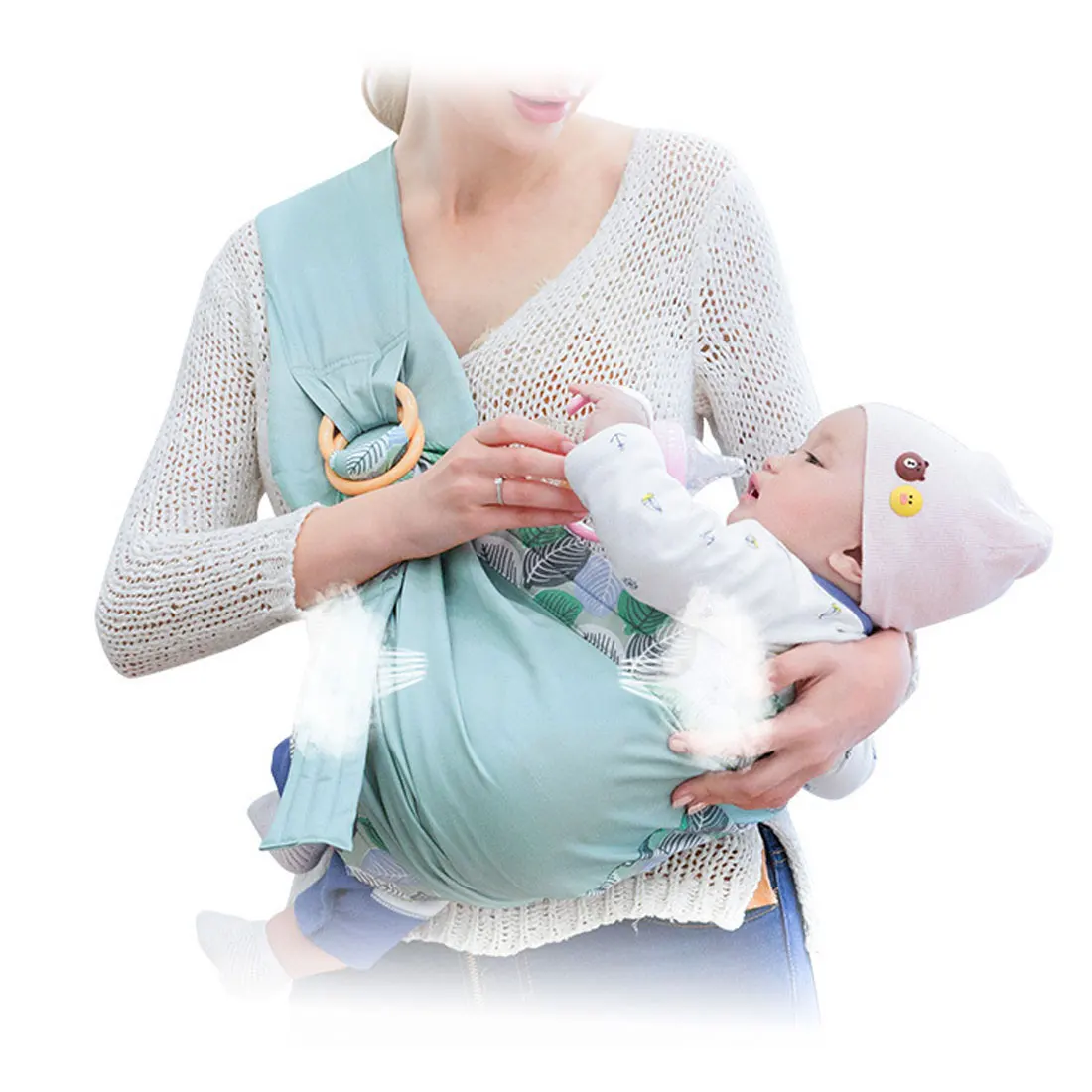 Переноска для новорожденных, слинг двойного назначения для кормления младенцев, сетчатая ткань, переноска для кормления грудью до 130 фунтов(0-36 м