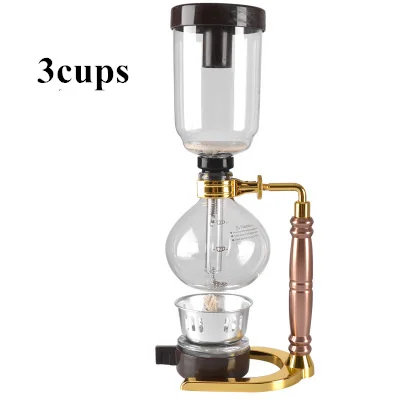3cup Домашний стиль, сифон, Кофеварка, чайник, сифон, вакуумная кофеварка, стеклянная кофейная машина, фильтр, 3 чашки, 5 чашек - Цвет: 3cup