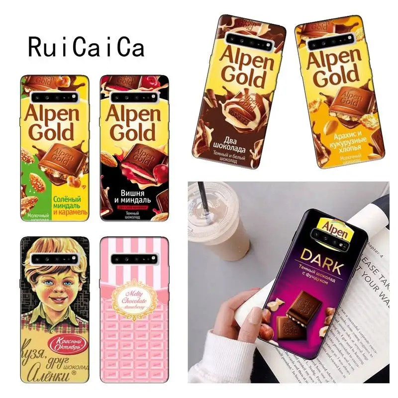 Мягкий черный Чехол RuiCaiCa alenka wonka bar alpen с золотым шоколадом для samsung a30 A30S a51 a50 a71 A40 A70