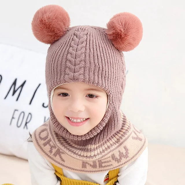 Winter Baby Hat Knit Kids Beanie Hat for Girl Boy Hats Scarf with Cute