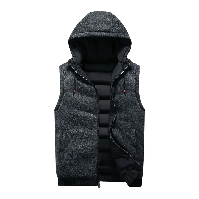 New Men's Vest Sleeveless Jacket Autumn Winter Warm Casual Hooded Slim Coat Male Double Side Wear Waistcoat Size 4XL