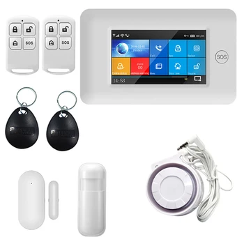 

Touch Sn DIY Smart Home Security Alarm System Kit 43Hz WIFI GSM GPRS RFID Card Burglar Compatible EU Alexa EU Plug