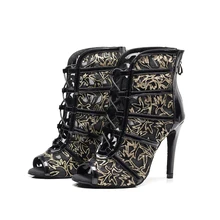 Обувь для сальсы, бальных тренировок, танго, для латинских танцев, для женщин, скидки, для девушек, на шесте, стильная обувь на высоком каблуке из сетчатого материала(сетчатая ткань