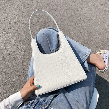 

Crocodile Pattern Mini PU Leather Armpit Bag For Women 2020 Summer Female Shoulder Handbags Lady Simple Travel Tote Bag D337