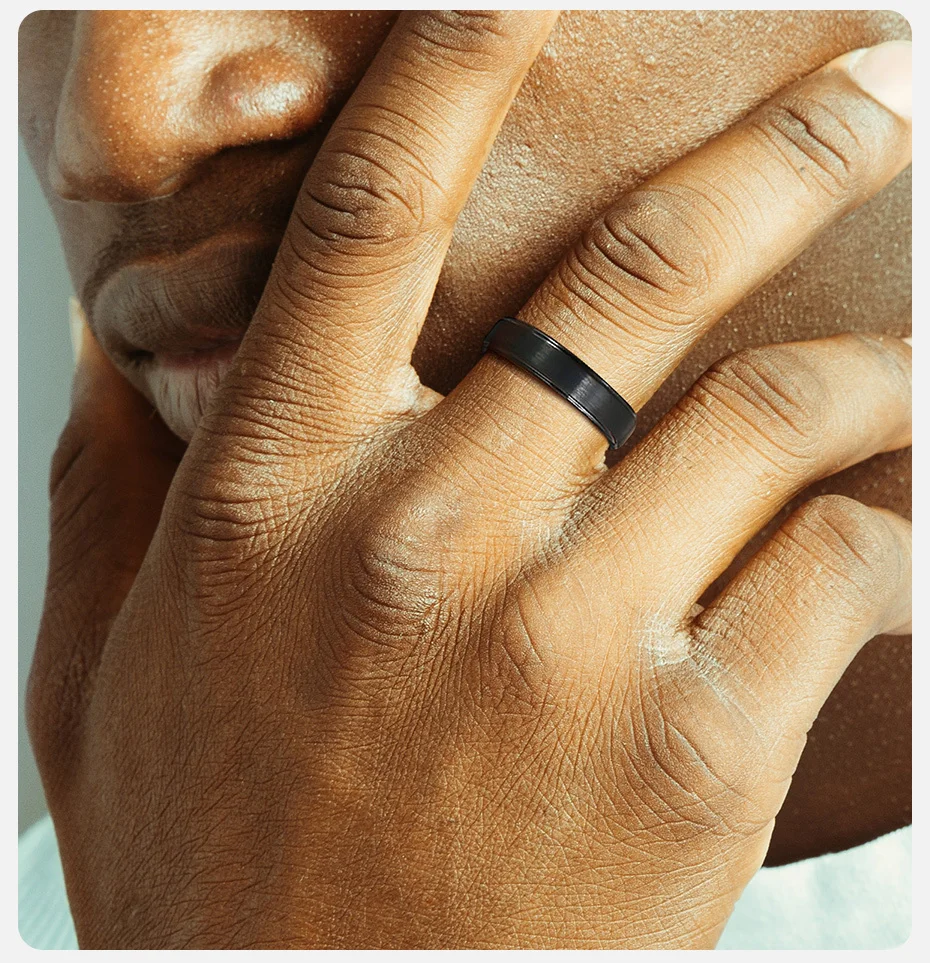 Vnox 5 mm Wolfram-Ehering für Männer und Frauen, schwarzer, kratzfester Hartmetall-Wolframring, klassischer, einfacher, sanfter Ringschmuck – Detail 3