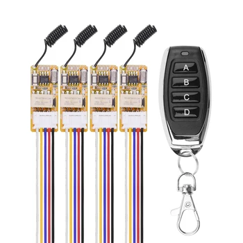 

433 MHZ DC 3.5V 5V 9V 12V Mini Relay Wireless Remote Control Switch For LED Lamp 4pcs Micro Receiver and Black Transmitter