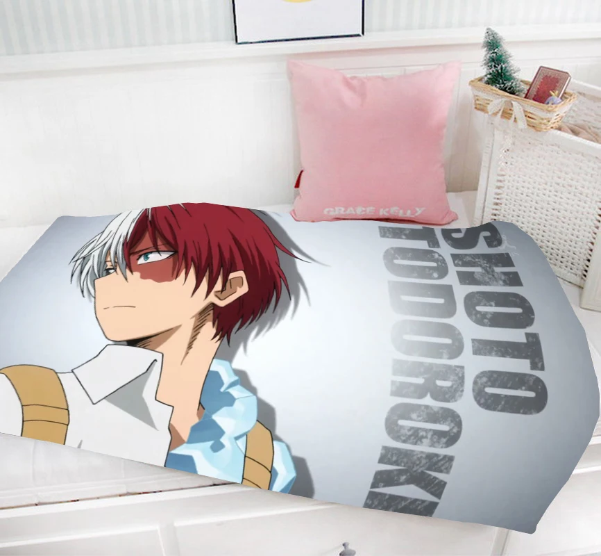 Oct. Домашний текстиль My Hero Academy аниме Todoroki Shoto 95x55 см мини однослойное Фланелевое детское тканевое одеяло Новинка#41526