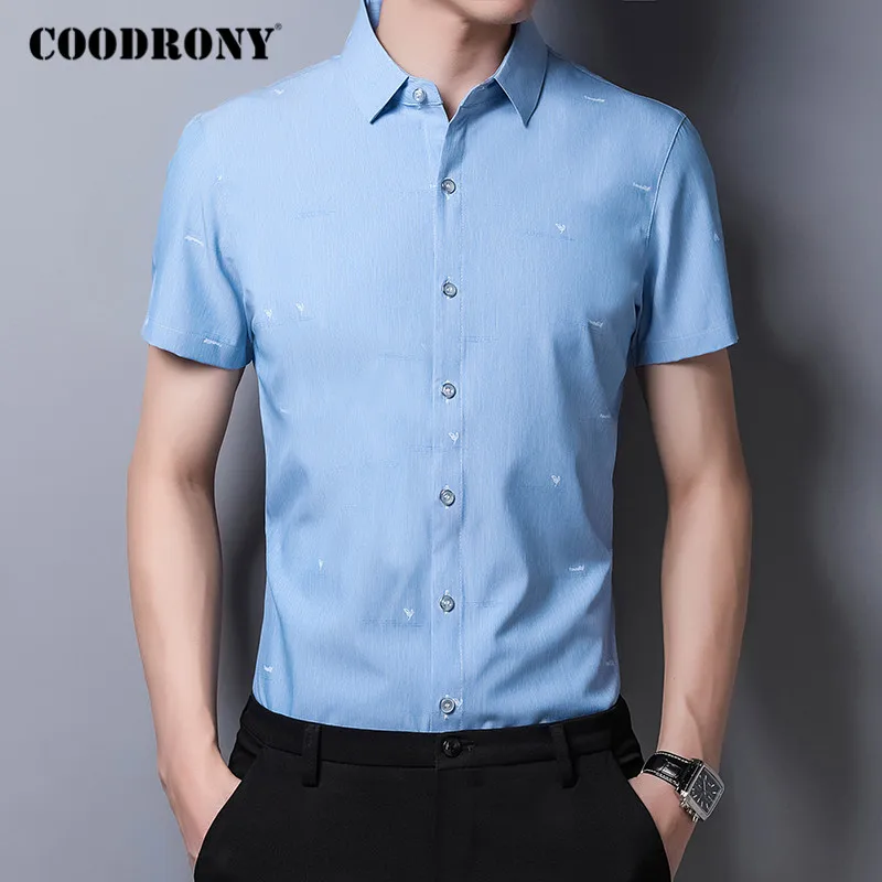 

COODRONY Business Casual Shirts Mens Korean Clothes Slim Fit Shirt Men Spring Summer Short Sleeve Camisa Social Masculina C6031S