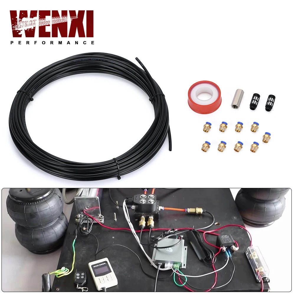 

1/4" 20M Air Line Nylon Brake Hose Air Tube Push-in Connector Air Fittings PTFE Tape Check Valve Muffler Air Ride Suspension