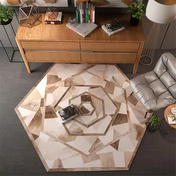 

30 Geometric Carpet Round Hexagon Large Modern Lliving Room Rug Brown Black Coffee Table Carpet Cloakroom Mat