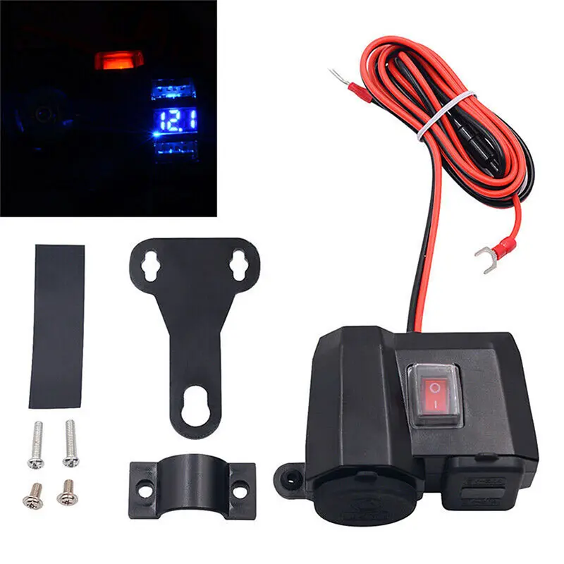 

Waterproof Motorcycle USB Charger Power Adapter 12V/24V Socket Voltmeter Display