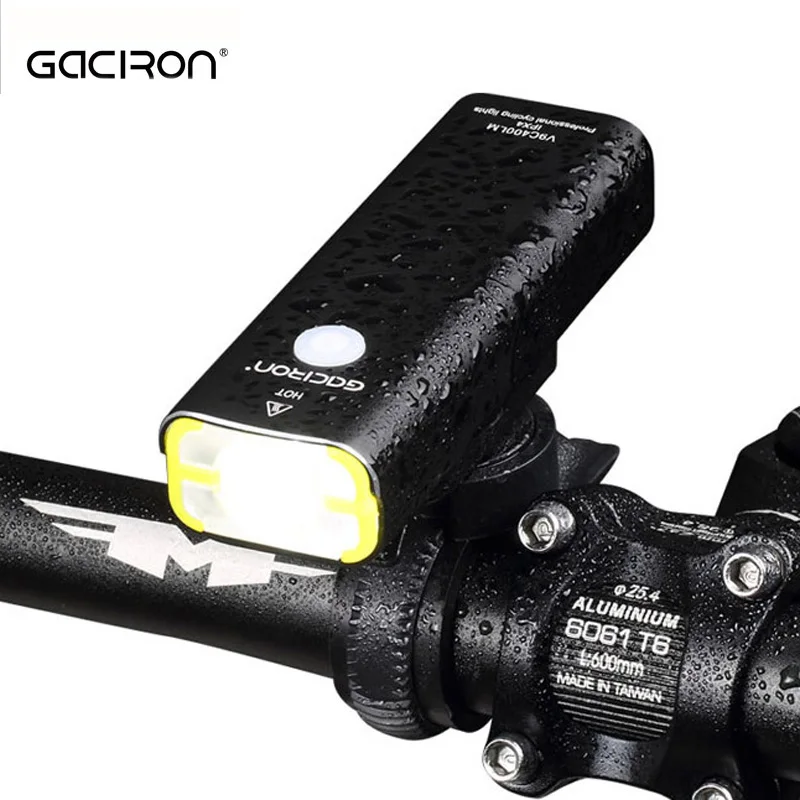 GACIRON велосипедный светильник светодиодный USB Перезаряжаемый передняя рама велосипедный светильник 18650 батарея водонепроницаемый 400 лм Luz