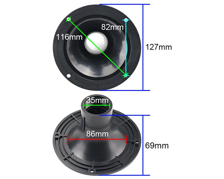 agudos, parafuso chifre interface, orador profissional, 127mm, 2pcs