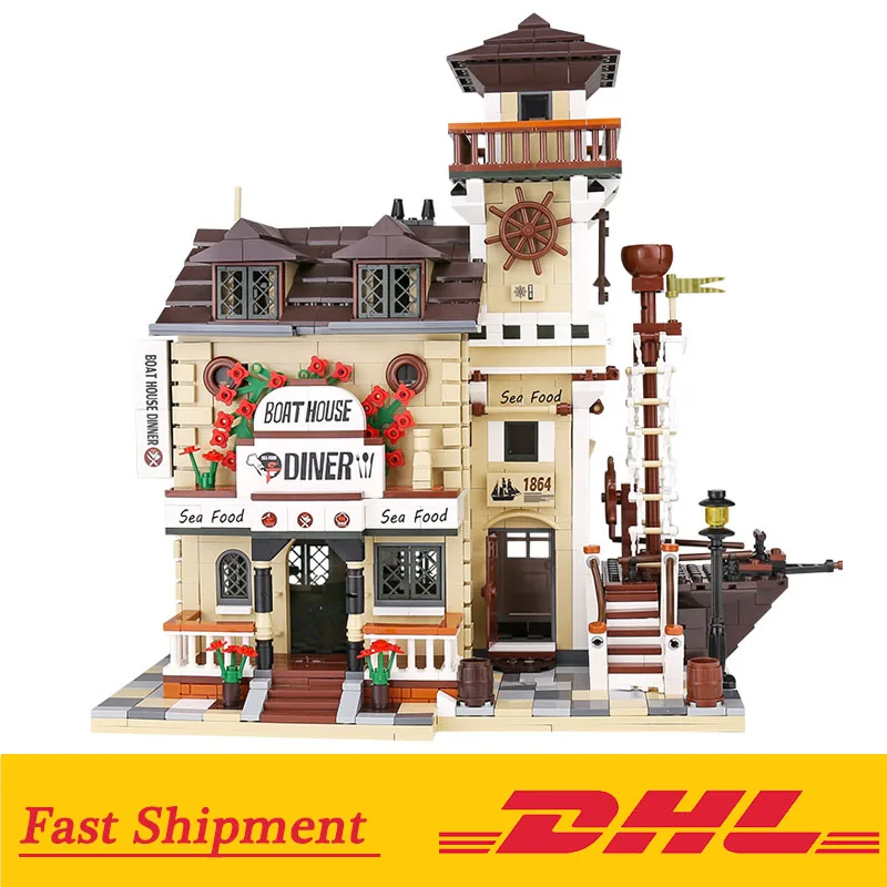 City Street View Building Toys The House Boat Restaurant Model Blocks Bricks Idea As Kids Christmas Gifts | Игрушки и хобби