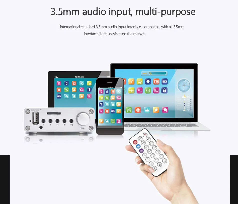 BORIZSONIC мини HiFi музыкальный плеер TPA3116 Цифровой Bluetooth 5,0 усилитель мощности u-диск/TF/AUX/FM