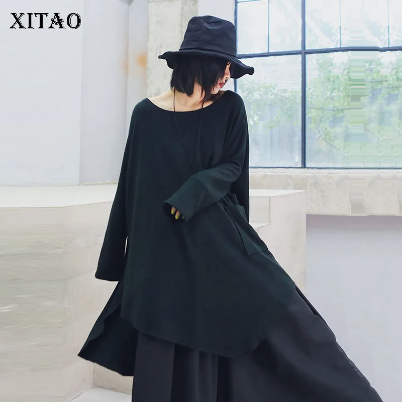 XITAO черная Необычная футболка Женская корейская модная новинка 2019 Осенняя