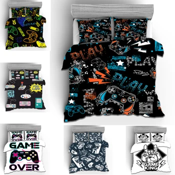 

3D game handle cartoon digital printing pattern 2/3 quilt cover + pillowcase double bed quilt cover bedding