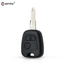 KEYYOU 2 botones de control remoto ciego de coche llave Fob para Peugeot 206, 307, 107, 207, 407 de caso clave