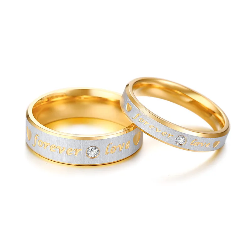 Обручальное кольцо с гравировкой сердца Fashion Forever Love Couples Золотое обручальное из