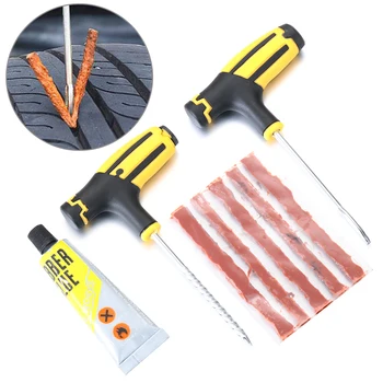 

Car Tire Repair Tool Tire Repair Kit Studding Tool Set Auto Bike Tubeless Tire Tyre Puncture Plug Garage Car Accessories