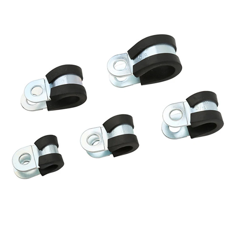 

42pcs/set Stainless Steel Rubber Lined P Cable Clip Hose Pipe Clamps Car Boat