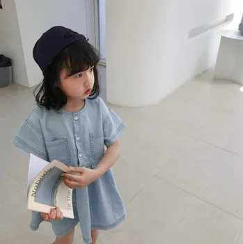 

2020 Korea Style Girls Denim Dress Fashion Summer Girls Dresses 2-7 Years QH586
