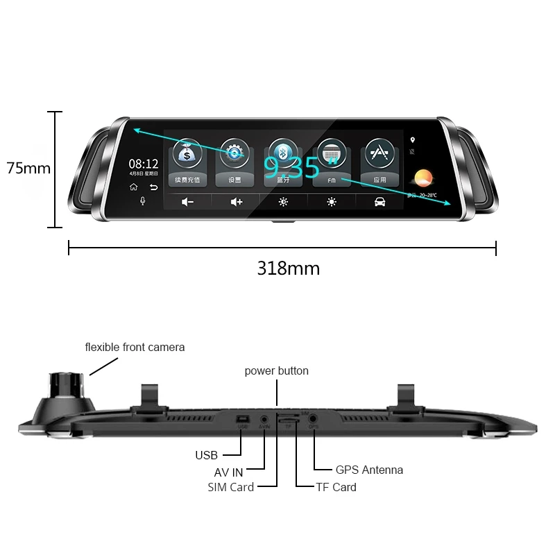 G07 зеркало авто камера 10 дюймов 4G Bluetooth зеркало заднего вида видео регистратор HD1080P gps навигация Android Wifi авто видеорегистратор