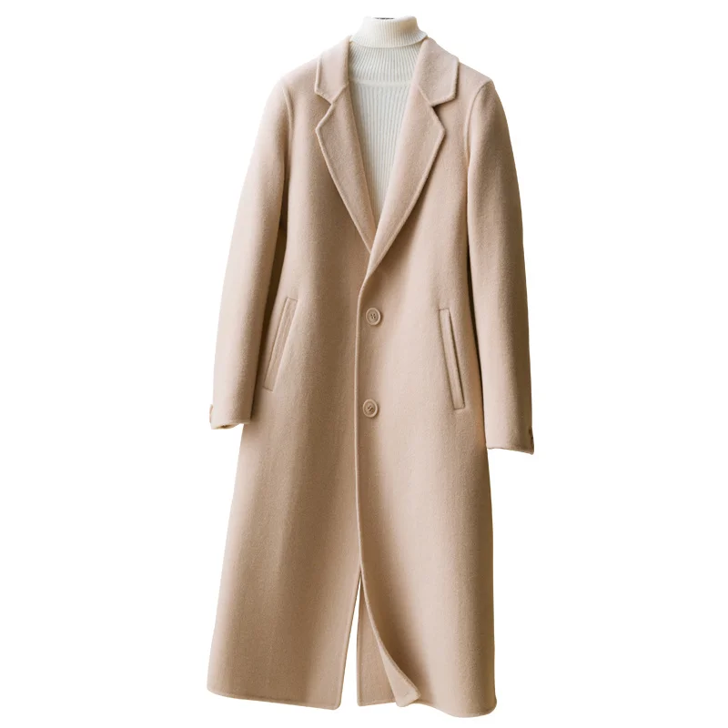 

Sheep onion autumn and winter double-sided cashmere coat women's medium and long woolen jacket slim double-sided high-end woolen