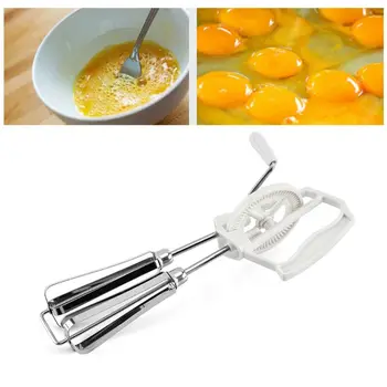 

Rotary Manual Hand Whisk Stainless Steel Egg Cream Beater Mixer Blender Kitchen Baking Cooking Tool