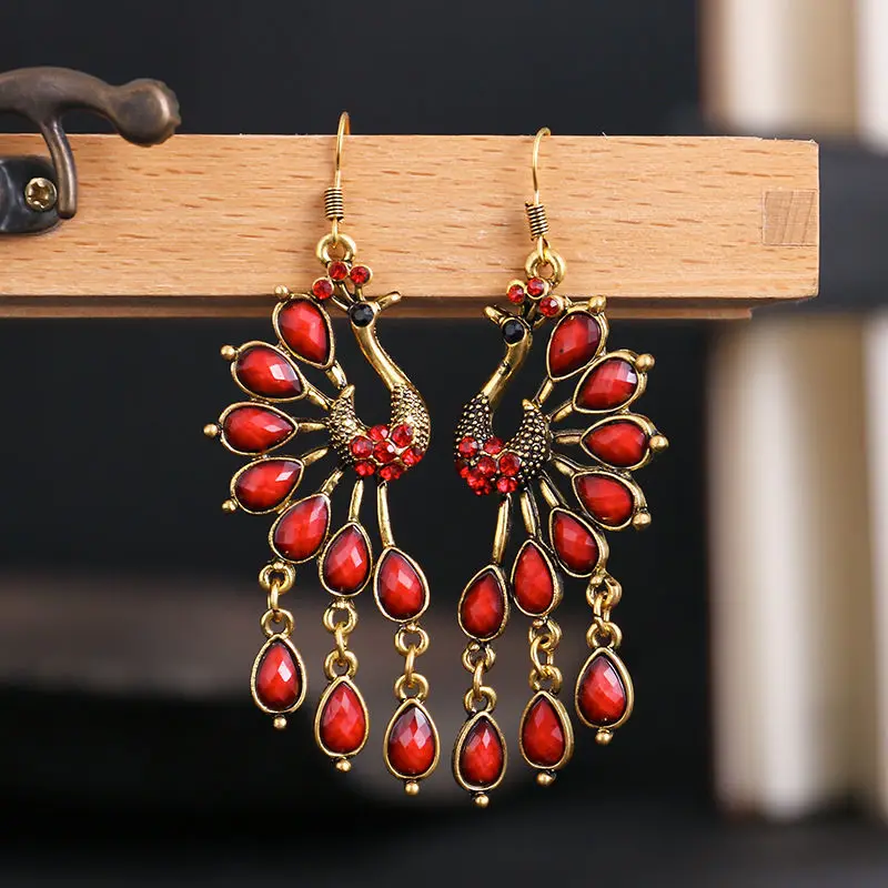 vintage peacock earrings