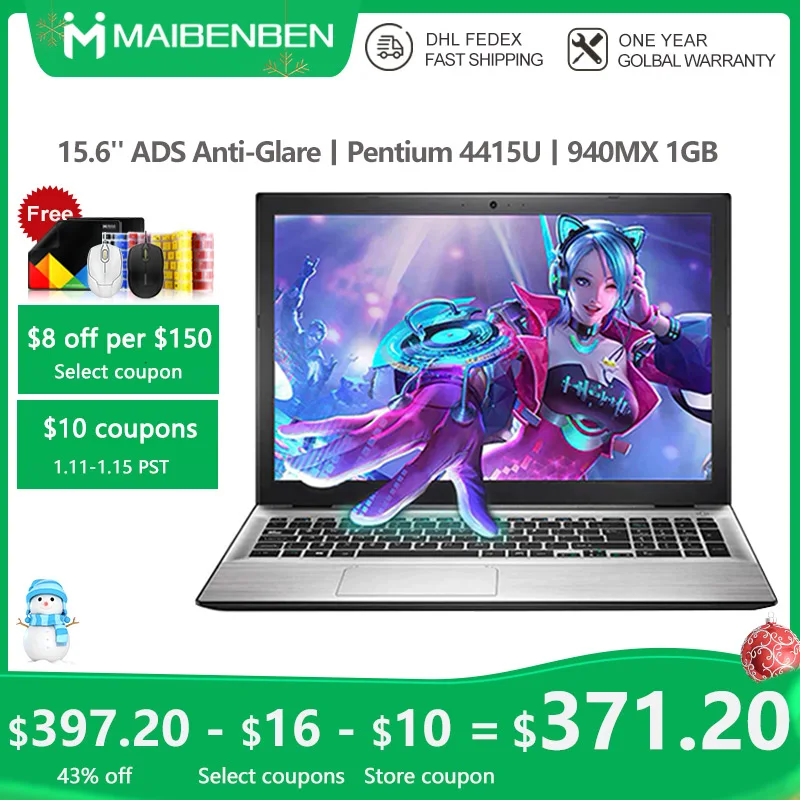 MAIBENBEN ноутбук XiaoMai 5 15 6 дюймов FHD / 4415U 940MX 1G DDR4 RAM Sata SSD HDD Win 10 игра дома Ноутбуки 