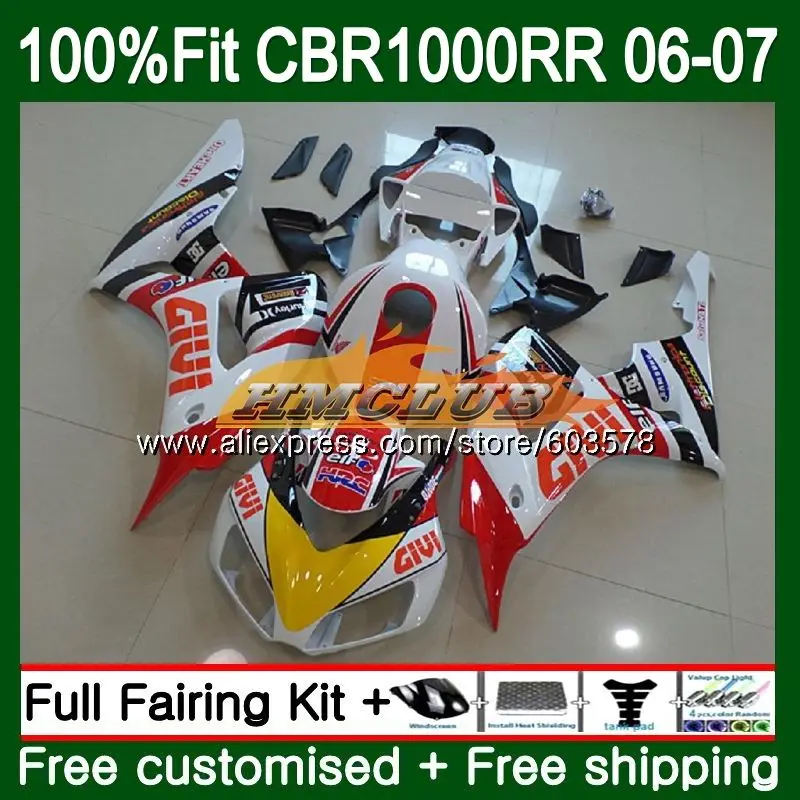 Литьевая форма для HONDA CBR 1000 RR CBR 1000RR 2006 2007 80CL. 34 корпус CBR1000 RR CBR1000RR 06 07 Топ Красный Белый OEM обтекатели - Цвет: No. 1