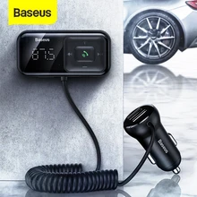 Baseus-Kit transmetteur Audio FM Bluetooth 5.0 pour voiture, mains-libres, modulateur sans fil avec chargeur USB 3.1a et entrée auxiliaire