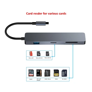 

7 in 1 USB 3.0 Hub USB Port+ Type-C + HDMI + SD/TF Card Reader Adapter For MacBook For DELL XPS Lenovo ASUS HP