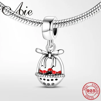 

925 Sterling Silver creative Charm bead Fruit basket Pendant Jewelry Making fit Original Pandora Charms DIY Bracelet