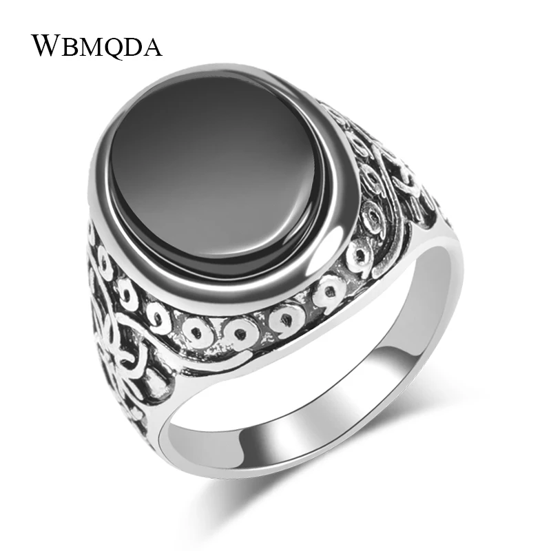 Wbmda Винтажное кольцо с черным камнем для женщин и мужчин модное тибетское