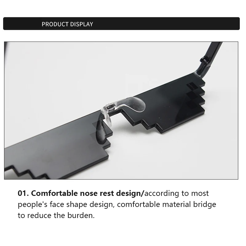 Black Mosaic Sunglasses Funny Toy Mosaic Strip Sunglasses Trick Toy Retro Thug Life Glasses Deal With It Glasses Pixel_voghion.com