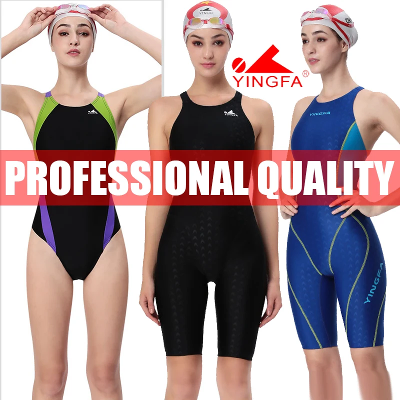 Women swimsuit YINGFA women's girls competition training racing professional kneeskin swimsuits all size FINA approved