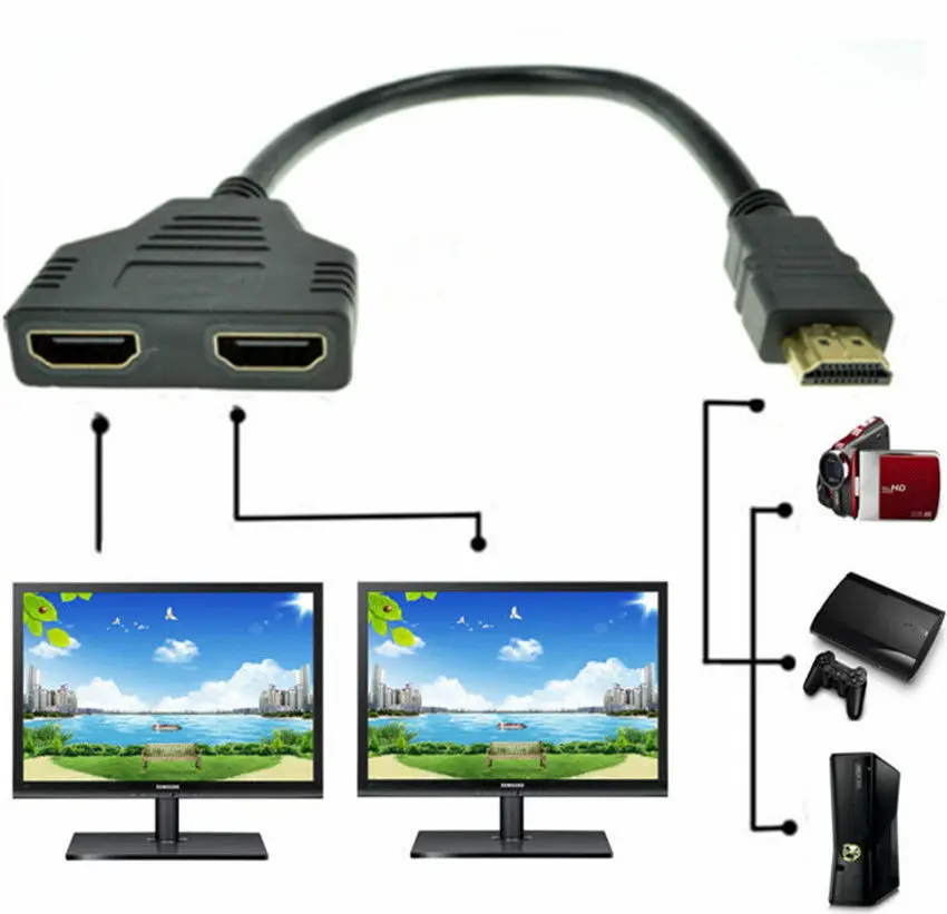 HDMI 1080P 1 в 2 порта папа на Женский выход Выход сплиттер кабель адаптер конвертер |