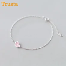 Trusta 925 пробы серебряные Модные женские ювелирные изделия розовая птица 6 мм X 9 мм браслет 16 см для подарка девушки леди Прямая поставка DS310