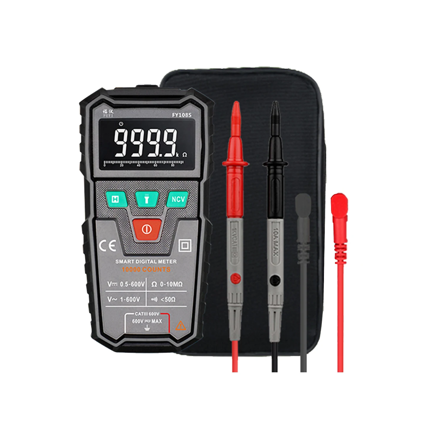 FUYI FY108S 9999 Counts True RMS Handheld Mini Digital Multimeter AC/DC Voltage Continuity Buzzer Automatic Multimeter