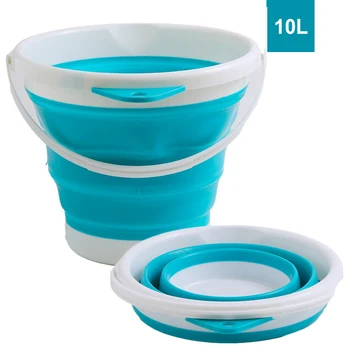 

Big Collapsible Water Bucket with Handle, Foldable Beach Toys Container, 10L (2.64 Gallon) Portable Fishing Water Pail