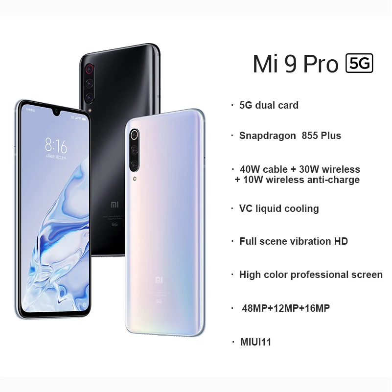 Xiaomi mi 9 pro mi 9 Pro(5G) 8GB 128GB Смартфон Snapdragon 855 Plus 48MP с тремя камерами, мобильный телефон, аккумулятор 4000mAh