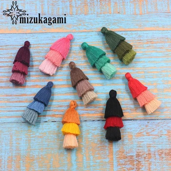 

6pcs Earrings Jewelry Triangle Shaped Cotton Tassels Colorful Tassel Charms 3 colors Set Tassel Fringe Multicolor Poly Cotton