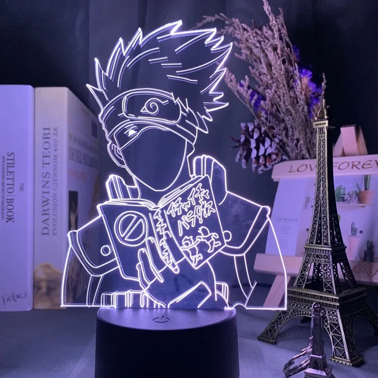 Kakashi Аниме Наруто Узумаки светодиодный ночной Светильник команда 7 Саске Какаши Хатаке детский спальный светильник Итачи Учиха 3d лампа Детский Рождественский подарок - Испускаемый цвет: Kakashi