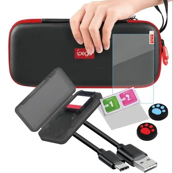 

For Nintend Switch Lite 9 in 1 Tempered Film Charging Line Joystick Caps Storage Bag for Nintend Switch Lite Console Accessories