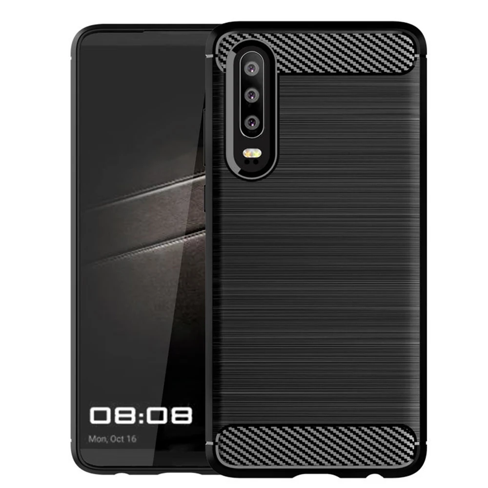 Ultra Thin TPU Phone Cover For Huawei P30 Pro Y5 Y6 2019 Prime Y7 2018 Nova 3 Luxury Brushed Carbon Fiber Soft Case | Мобильные