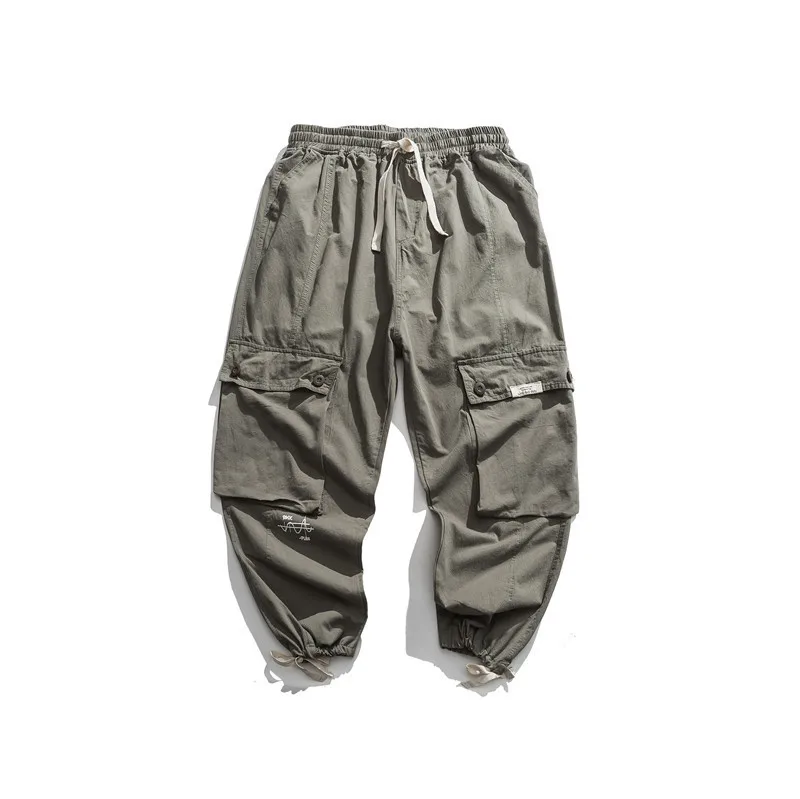 

Luoye luo ye 2020 Spring Bib Overall Loose-Fit Popular Brand Solid Color Large Pocket Beam Leg Casual Pants Men's K705