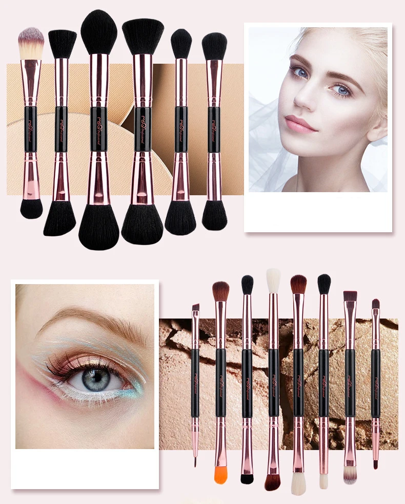

Professional Makeup Brushes Set Artificial Fiber Rose Gold Color Tube Make Up Kit Face Foundation Cosmetic Brushes Leather Box