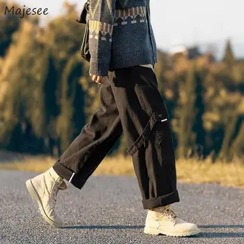 

Casual Pants Cargo Loose Chic Plus Size 3XL Leisure Ankle-length Daily Streetwear Korean Style Harajuku All-match Pockets New